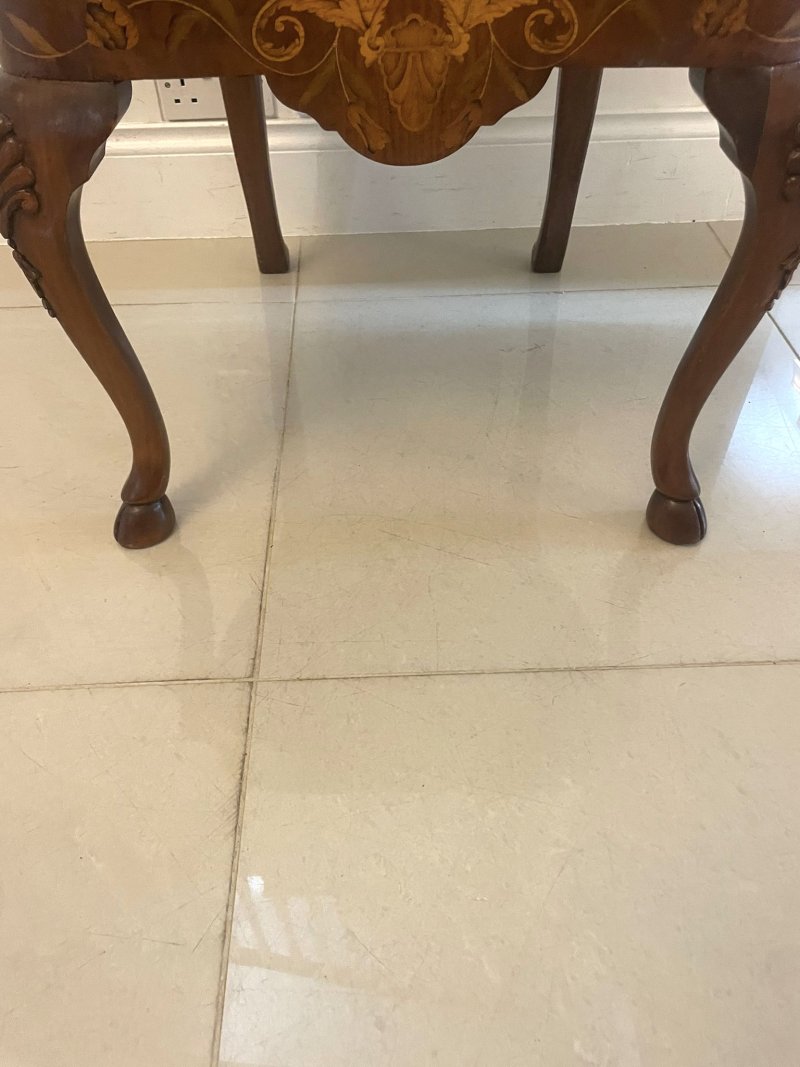 Set of 12 Antique Quality Burr Walnut Inlaid Marquetry Dining Chairs - Image 14